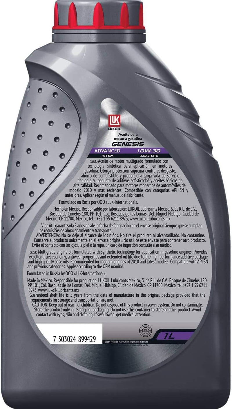 Aceite de motor | LUKOIL Genesis Advanced SAE 10W-30 API SP | 1 Litro