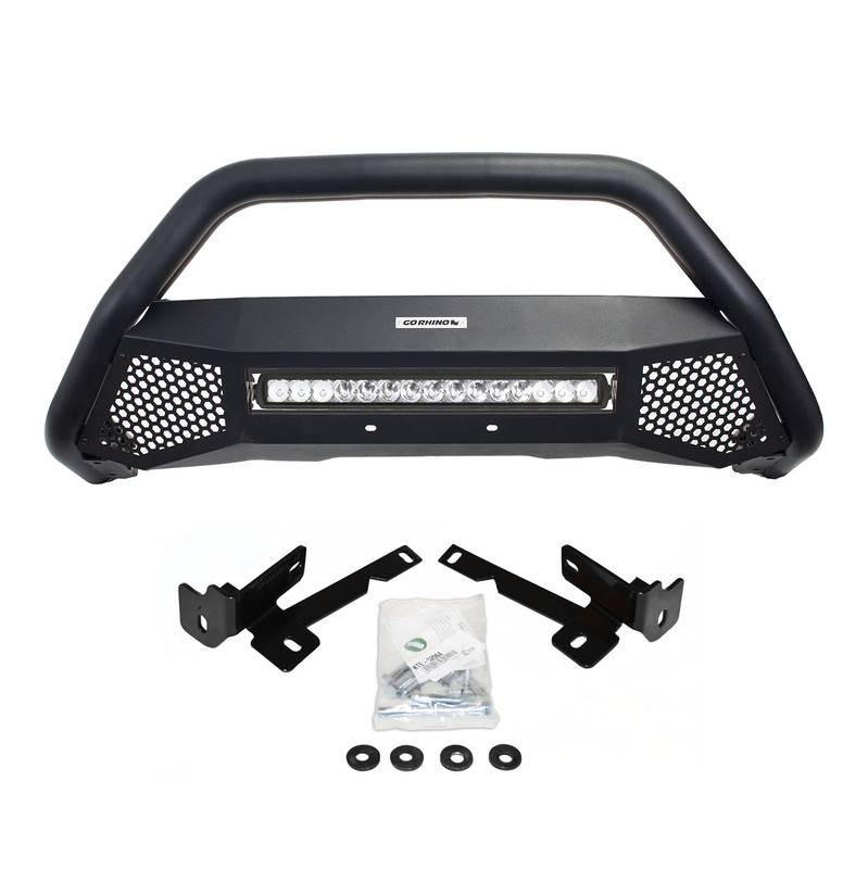 RC4 LR SKID PLATE NEGRO TEXTURIZADO CHEVROLET SILVERADO / GMC SIERRA 1500 16-18 (DEFENSA+BRACKETS+LUZ)