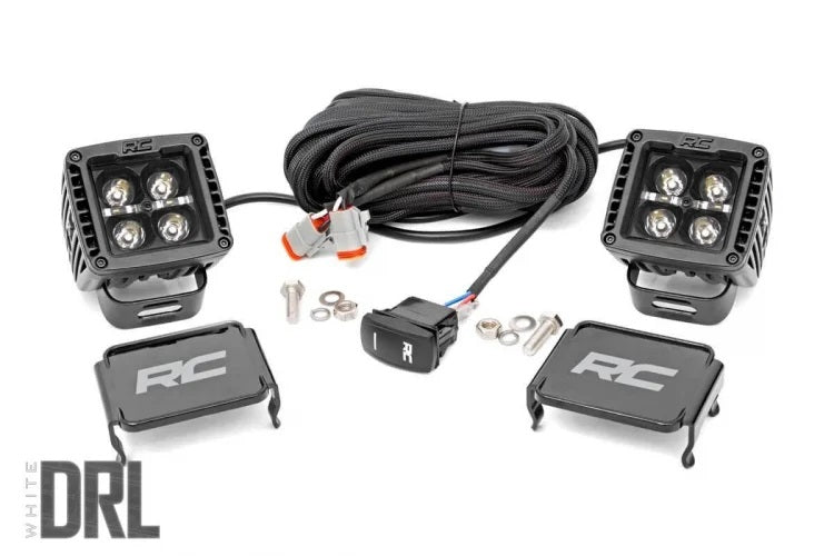 LUCES LED CREE CUADRADAS DE 2 PULGADAS - (PAR | SERIE NEGRA CON DRL BLANCO FRÍO)