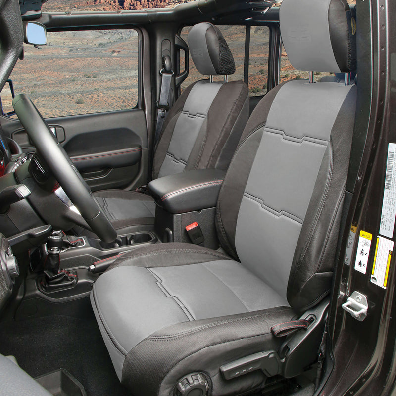 JUEGO DE FUNDAS DE NEOPRENO PARA ASIENTO DELANTERO Y TRASERO PARA JEEP WRANGLER UNLIMITED JL DE 4 PUERTAS ( 18-20 )